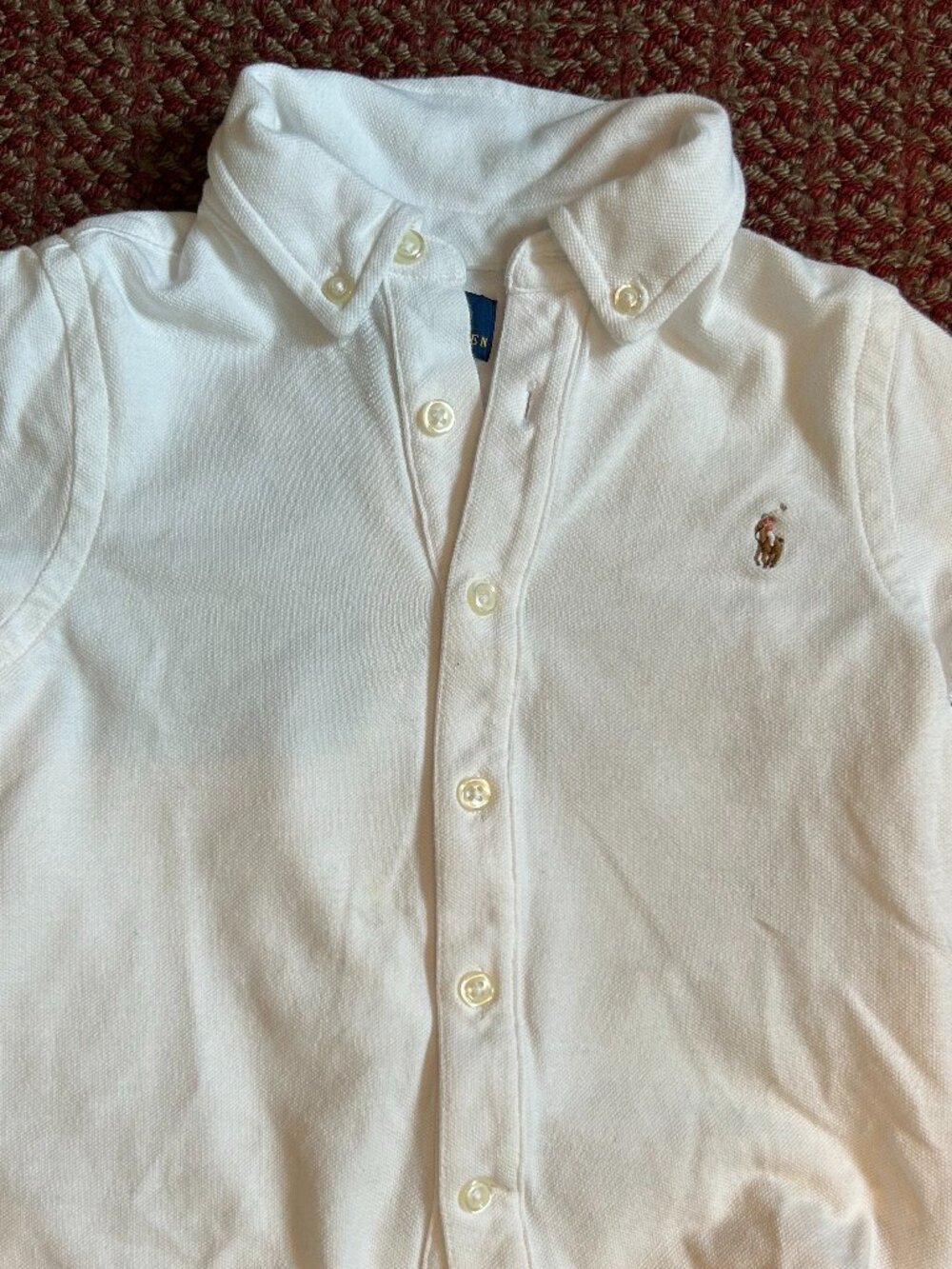 RALPH LAUREN POLO boys white button down knit polo